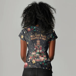 Black Nutcracker Family Christmas Women V-Neck T-Shirt African American Noel Wrapped In Drip