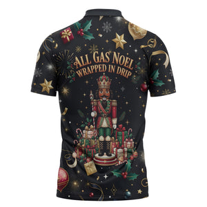 Black Nutcracker Family Christmas Zipper Polo Shirt African American Noel Wrapped In Drip