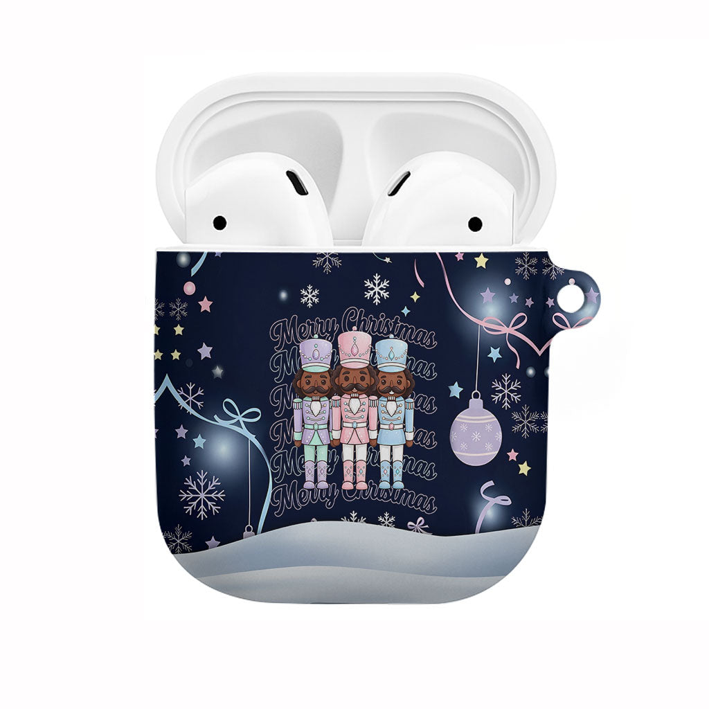 Black Nutcracker Magic Christmas AirPods Case African American Pastel Snowflake Winter