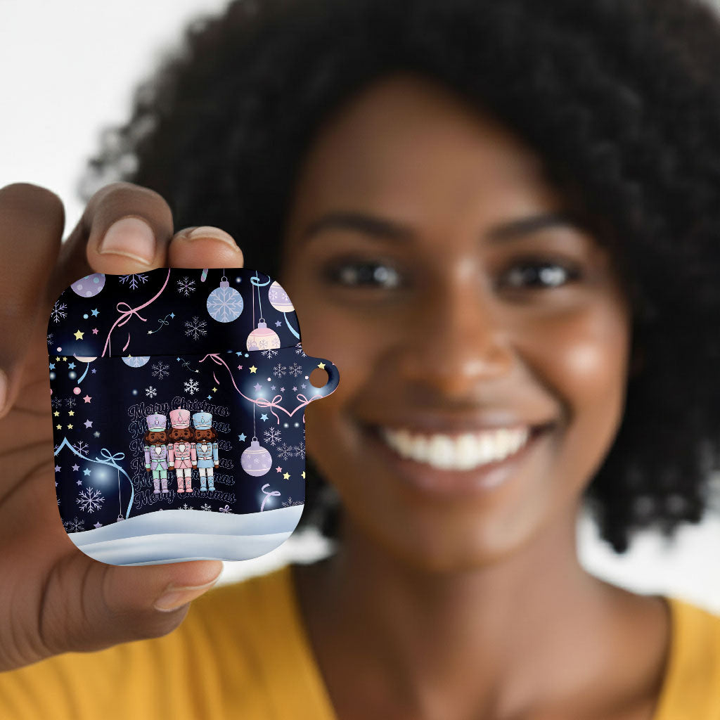 Black Nutcracker Magic Christmas AirPods Case African American Pastel Snowflake Winter