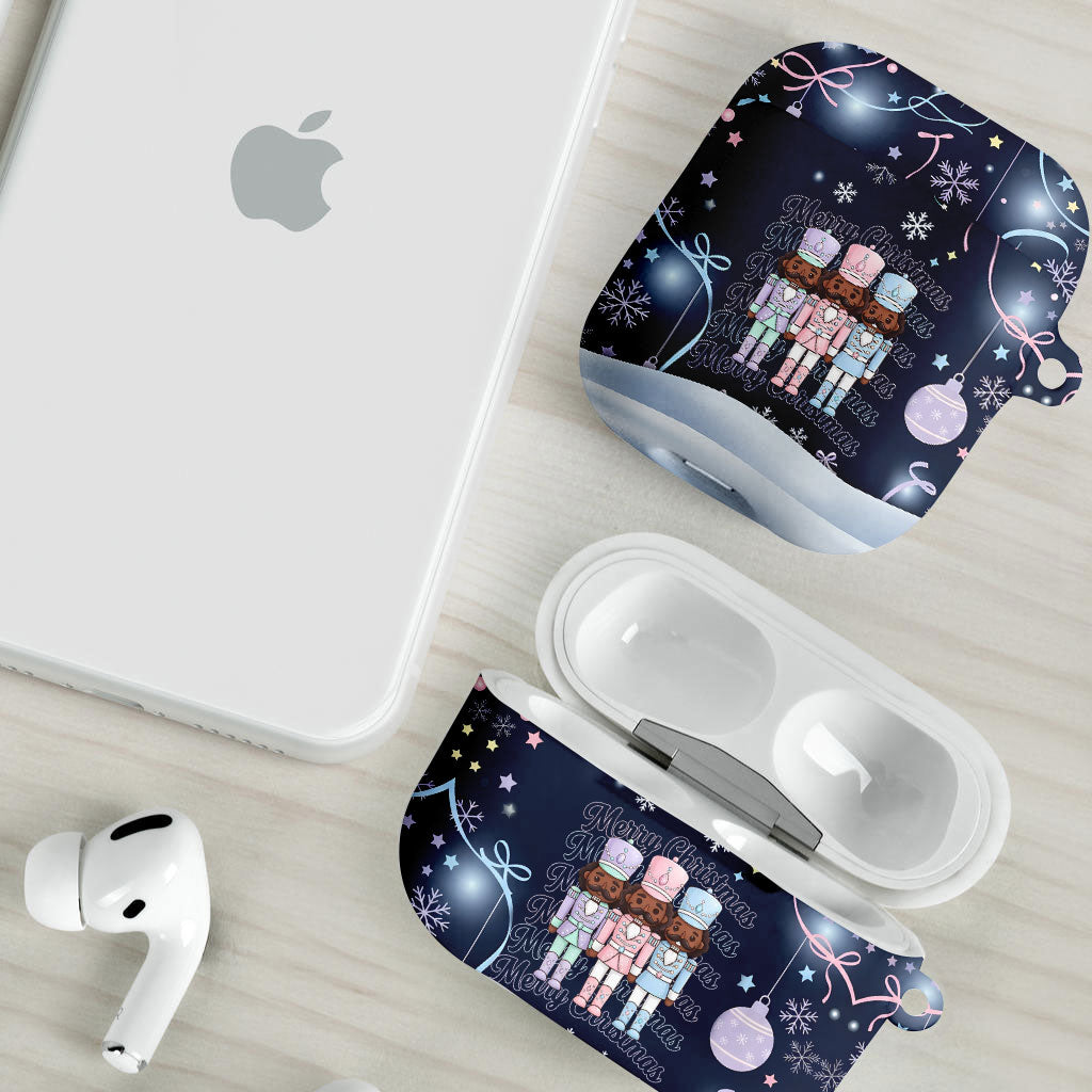 Black Nutcracker Magic Christmas AirPods Case African American Pastel Snowflake Winter