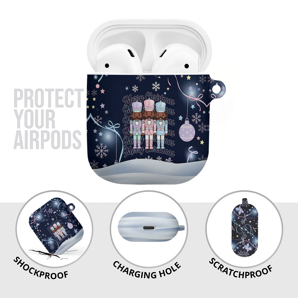 Black Nutcracker Magic Christmas AirPods Case African American Pastel Snowflake Winter