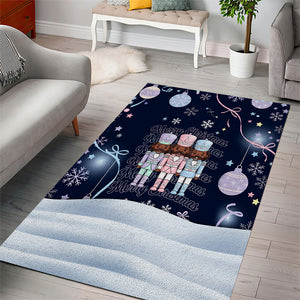 Black Nutcracker Magic Christmas Area Rug African American Pastel Snowflake Winter