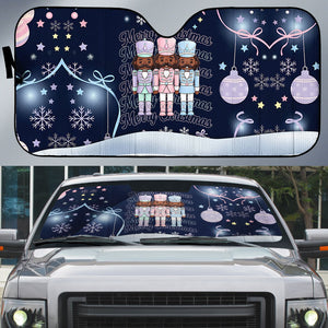 Black Nutcracker Magic Christmas Auto Sun Shade African American Pastel Snowflake Winter