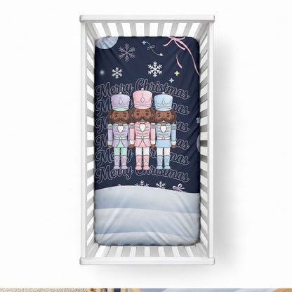 Black Nutcracker Magic Christmas Baby Bed Cover African American Pastel Snowflake Winter