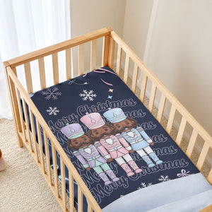 Black Nutcracker Magic Christmas Baby Bed Cover African American Pastel Snowflake Winter