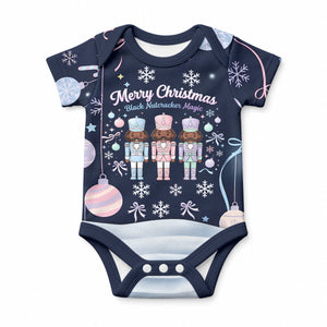 Black Nutcracker Magic Christmas Baby Onesie African American Pastel Snowflake Winter