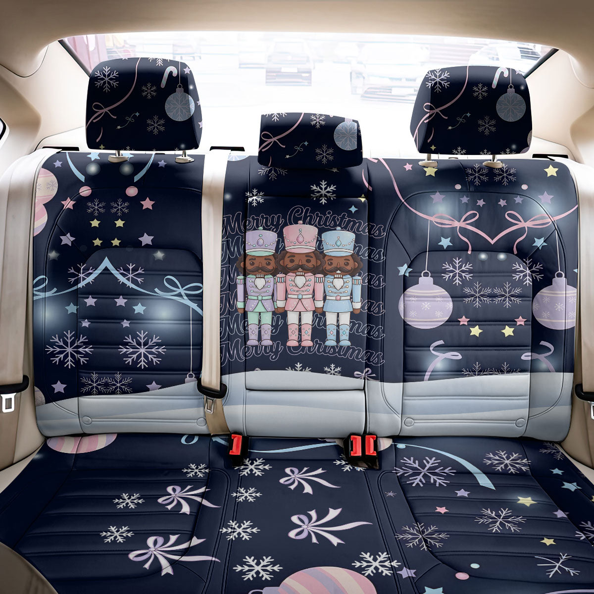 Black Nutcracker Magic Christmas Back Car Seat Cover African American Pastel Snowflake Winter