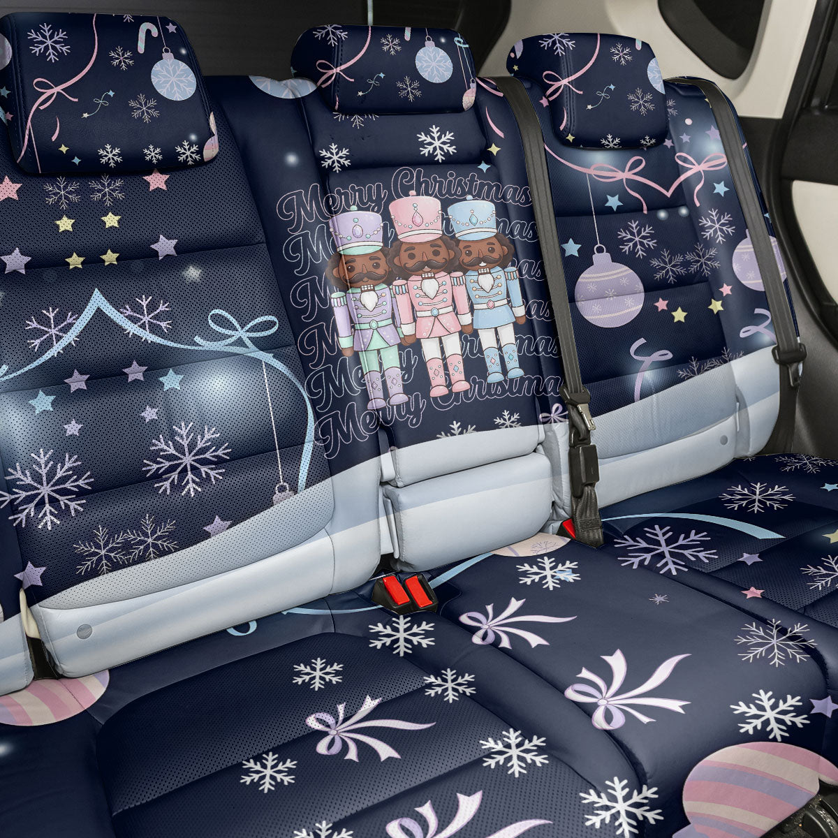 Black Nutcracker Magic Christmas Back Car Seat Cover African American Pastel Snowflake Winter