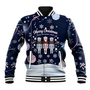 Black Nutcracker Magic Christmas Baseball Jacket African American Pastel Snowflake Winter
