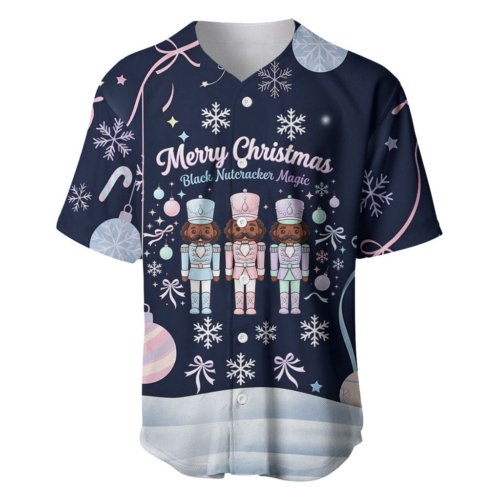 Black Nutcracker Magic Christmas Baseball Jersey African American Pastel Snowflake Winter
