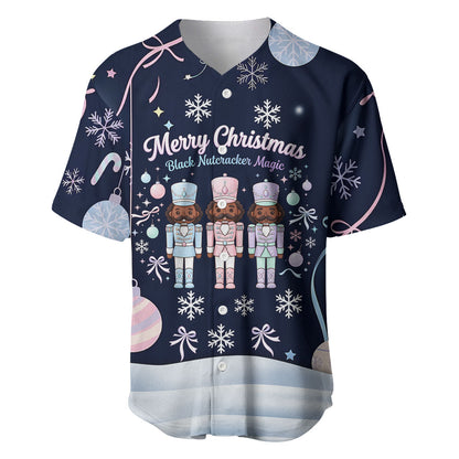 Black Nutcracker Magic Christmas Baseball Jersey African American Pastel Snowflake Winter