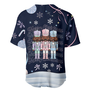 Black Nutcracker Magic Christmas Baseball Jersey African American Pastel Snowflake Winter