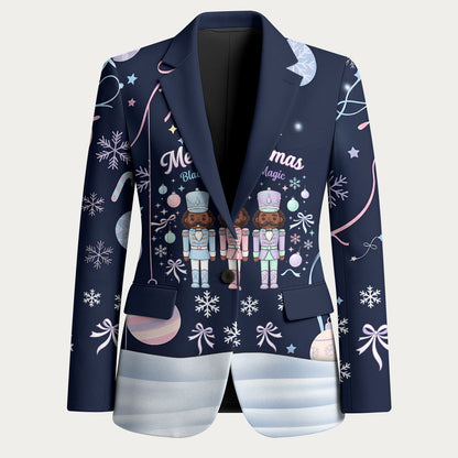 Black Nutcracker Magic Christmas Blazer African American Pastel Snowflake Winter