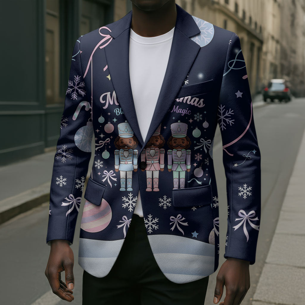 Black Nutcracker Magic Christmas Blazer African American Pastel Snowflake Winter