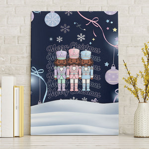 Black Nutcracker Magic Christmas Canvas Wall Art African American Pastel Snowflake Winter