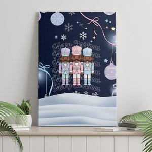 Black Nutcracker Magic Christmas Canvas Wall Art African American Pastel Snowflake Winter