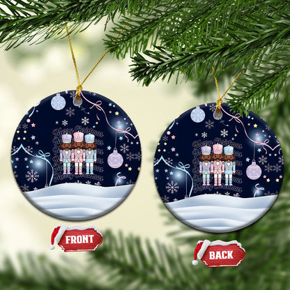 Black Nutcracker Magic Christmas Ceramic Ornament African American Pastel Snowflake Winter