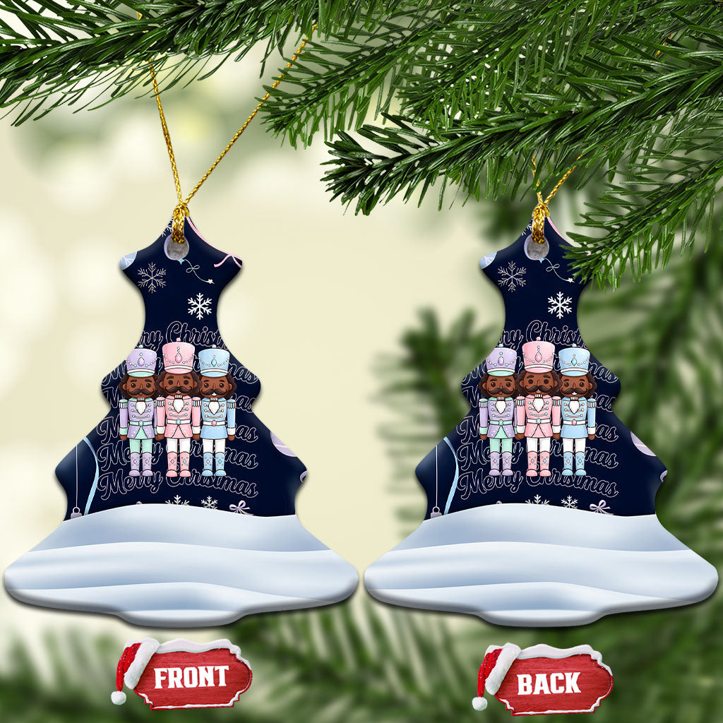 Black Nutcracker Magic Christmas Ceramic Ornament African American Pastel Snowflake Winter