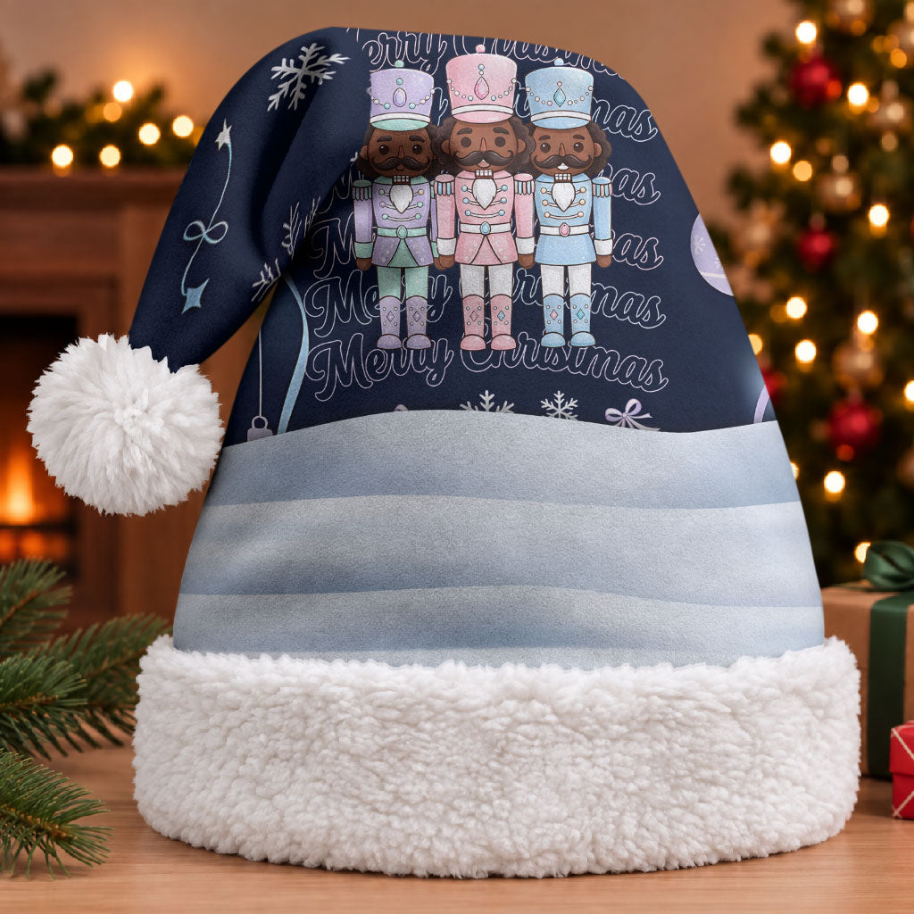 Black Nutcracker Magic Christmas Santa Hat African American Pastel Snowflake Winter