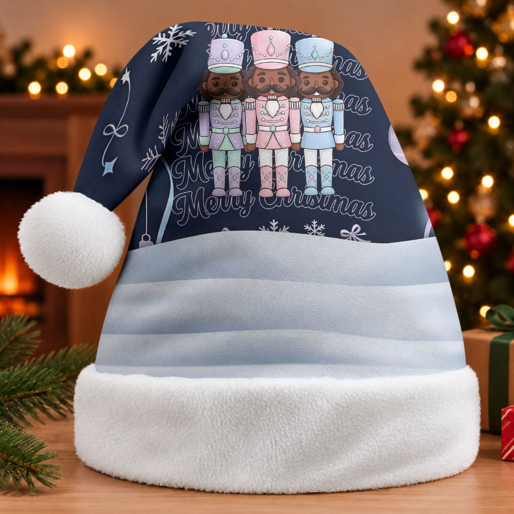Black Nutcracker Magic Christmas Santa Hat African American Pastel Snowflake Winter