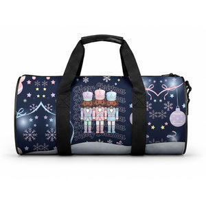 Black Nutcracker Magic Christmas Duffle Bag African American Pastel Snowflake Winter