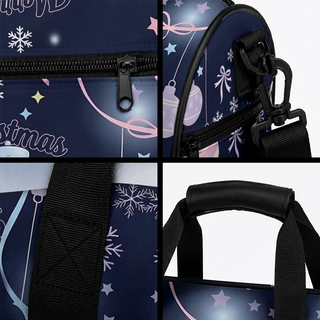 Black Nutcracker Magic Christmas Duffle Bag African American Pastel Snowflake Winter