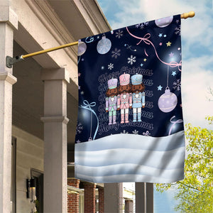 Black Nutcracker Magic Christmas Garden Flag African American Pastel Snowflake Winter