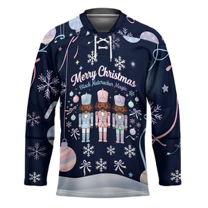Black Nutcracker Magic Christmas Hockey Jersey African American Pastel Snowflake Winter