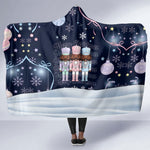 Black Nutcracker Magic Christmas Hooded Blanket African American Pastel Snowflake Winter