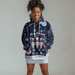 Black Nutcracker Magic Christmas Hoodie Dress African American Pastel Snowflake Winter