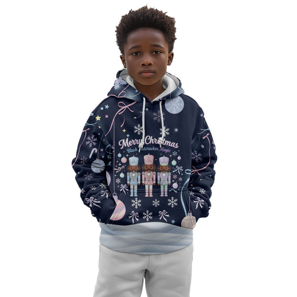 Black Nutcracker Magic Christmas Kid Hoodie African American Pastel Snowflake Winter