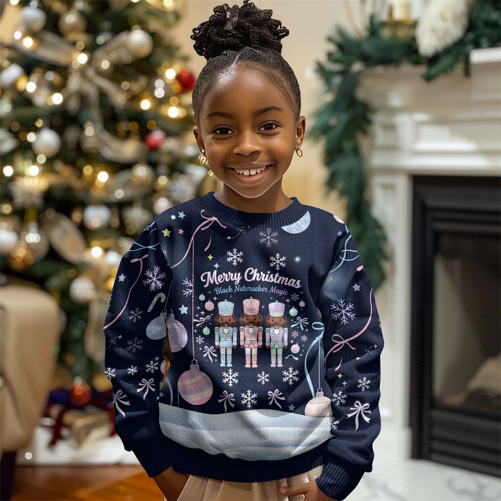 Black Nutcracker Magic Christmas Kid Ugly Christmas Sweater African American Pastel Snowflake Winter