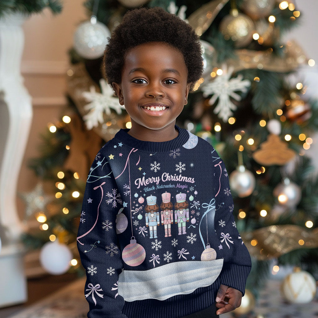 Black Nutcracker Magic Christmas Kid Ugly Christmas Sweater African American Pastel Snowflake Winter