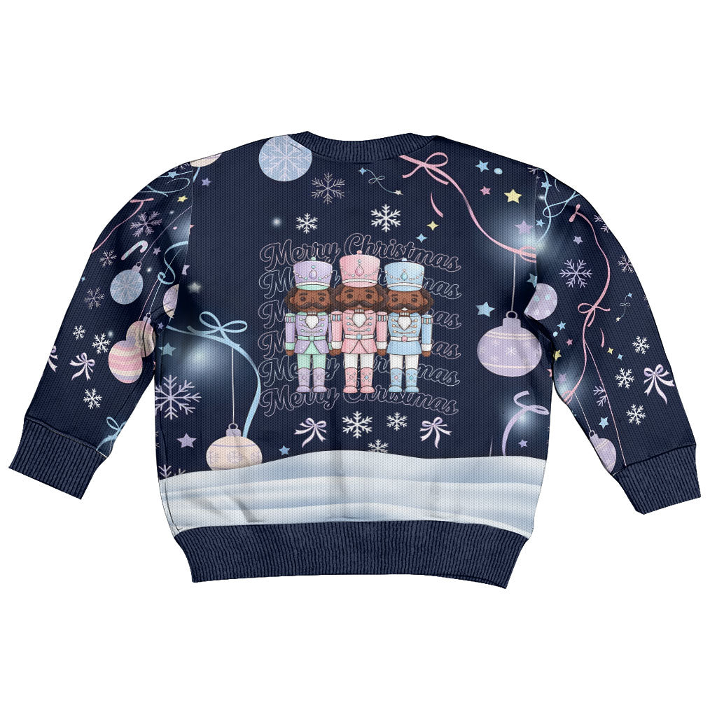 Black Nutcracker Magic Christmas Kid Ugly Christmas Sweater African American Pastel Snowflake Winter
