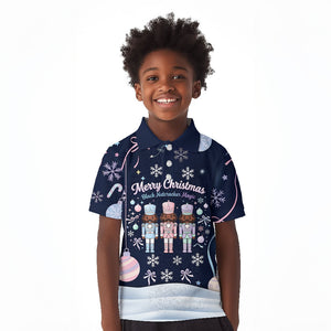Black Nutcracker Magic Christmas Kid Polo Shirt African American Pastel Snowflake Winter