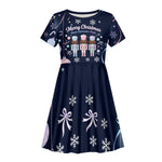 Black Nutcracker Magic Christmas Kid Short Sleeve Dress African American Pastel Snowflake Winter
