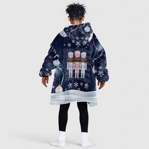 Black Nutcracker Magic Christmas Kid Wearable Blanket Hoodie African American Pastel Snowflake Winter