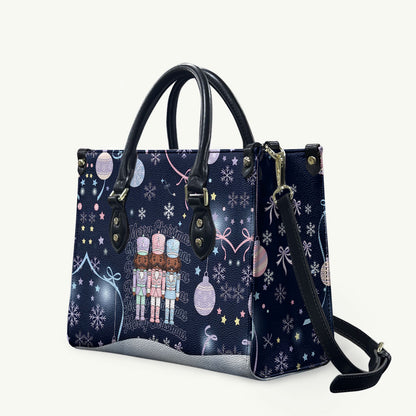 Black Nutcracker Magic Christmas Leather Bag African American Pastel Snowflake Winter