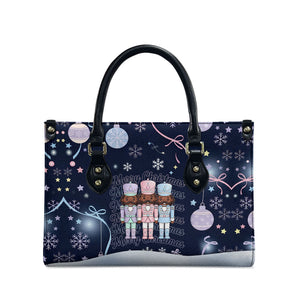 Black Nutcracker Magic Christmas Leather Bag African American Pastel Snowflake Winter