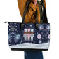 Black Nutcracker Magic Christmas Leather Tote Bag African American Pastel Snowflake Winter