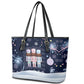 Black Nutcracker Magic Christmas Leather Tote Bag African American Pastel Snowflake Winter