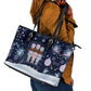 Black Nutcracker Magic Christmas Leather Tote Bag African American Pastel Snowflake Winter
