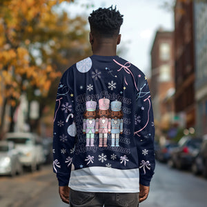 Black Nutcracker Magic Christmas Long Sleeve Shirt African American Pastel Snowflake Winter