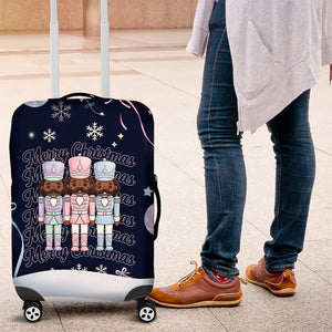 Black Nutcracker Magic Christmas Luggage Cover African American Pastel Snowflake Winter