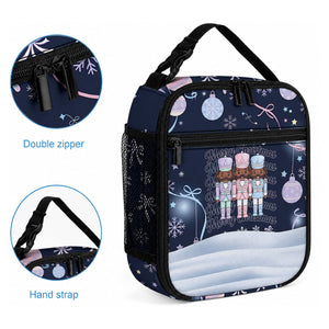 Black Nutcracker Magic Christmas Lunch Bag African American Pastel Snowflake Winter