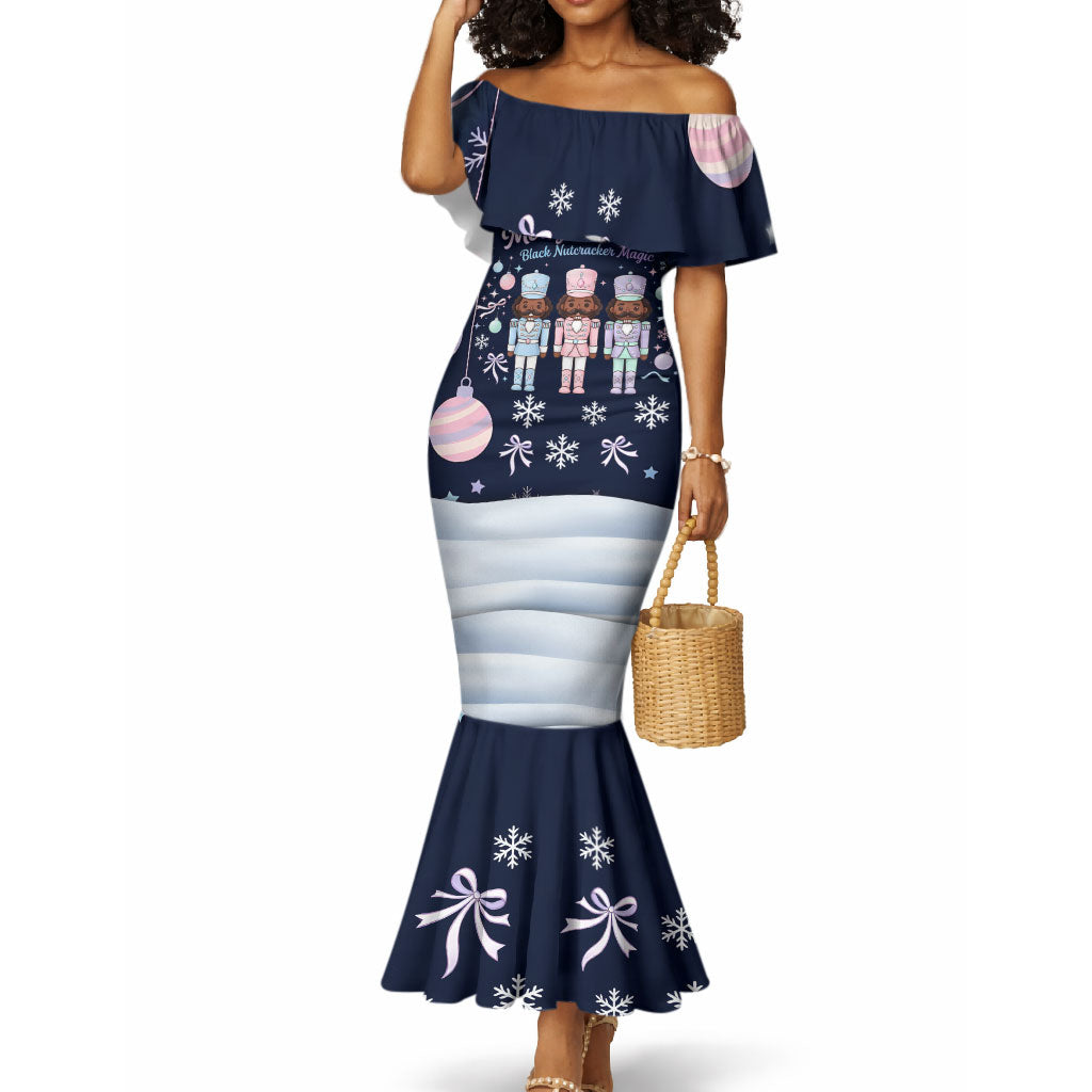 Black Nutcracker Magic Christmas Mermaid Dress African American Pastel Snowflake Winter