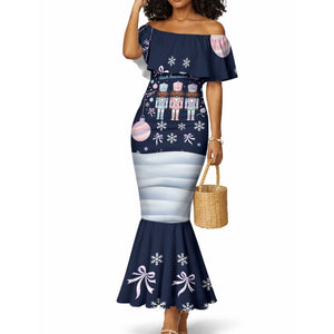Black Nutcracker Magic Christmas Mermaid Dress African American Pastel Snowflake Winter