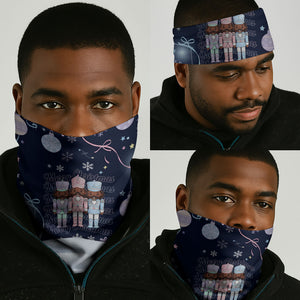 Black Nutcracker Magic Christmas Neck Gaiter African American Pastel Snowflake Winter