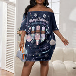 Black Nutcracker Magic Christmas Off Shoulder Short Dress African American Pastel Snowflake Winter